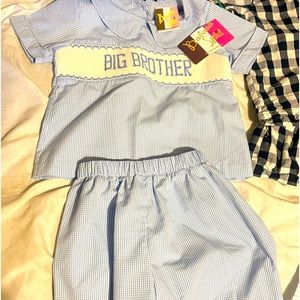 NWT Big brother smocking outfit